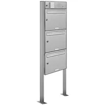 AL Briefkastensysteme Standbriefkasten 3 Fach Silber