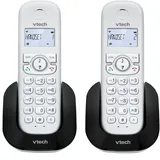 VTech CS1501 Schnurlostelefon Haus Duo, DECT mit doppelter Ladung, Festnetztelefon, extra lautes Hören, Freisprecheinrichtung und Anrufer-ID, Display und Tastatur mit Hintergrundbeleuchtung, Weiß