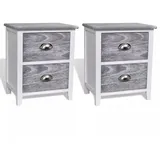 vidaXL Nachtschrank 2-teilig 5300 x 28 x 4360 cm Grau/Weiß