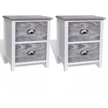 vidaXL Nachtschrank 2-teilig 5300 x 28 x 4360 cm Grau/Weiß