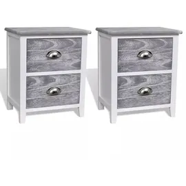 vidaXL Nachtschrank 2-teilig 5300 x 28 x 4360 cm Grau/Weiß