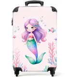 NoBoringSuitcases.com Kinderkoffer, Kinderkoffer Mädchen, Koffer Kinder, Kinder Reisekoffer, Koffer Kinder Mädchen, Kindertrolley Mädchen, Koffer Rosa, Handgepäck 55x40x20 cm (Meerjungfrau - Rosa)