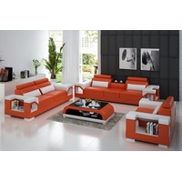 JVmoebel Sofa Moderne Leder Couchen Sofa Luxuriöse Sofagarnitur 3+2 Set, Made in Europe orange