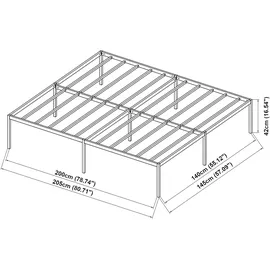 [en.casa] Metallbett Vårdö mit Matratze 140x200 cm Schwarz