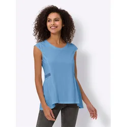 Kurzarmshirt HEINE "Shirt", Damen, Gr. 40, blau (himmelblau), 100% Baumwolle, unifarben, Rundhals, Kurzarm, Shirts