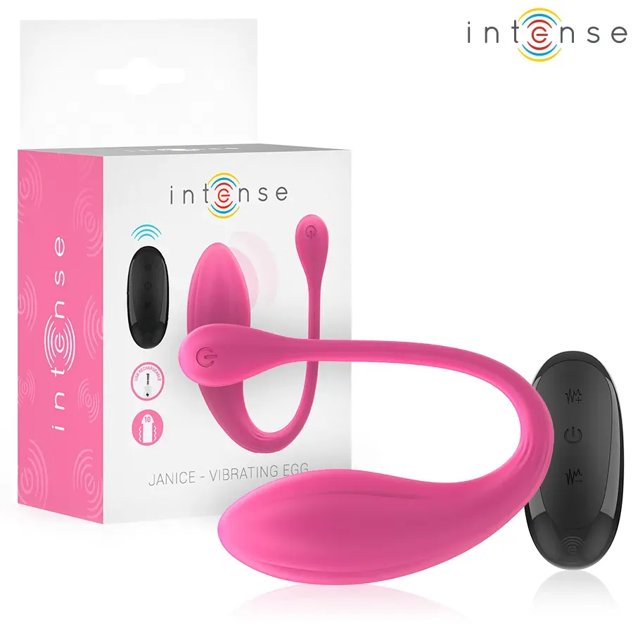 INTENSE - Janice U-Vibrator mit Doppelstimulation, 10 Vibrationsmodi, Rosa, Fernbedienung