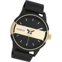 OOZOO Quarzuhr Oozoo Herren Armbanduhr Timepieces, Herrenuhr Metall, Mesharmband schwarz, rundes Gehäuse, groß (ca. 48mm) schwarz