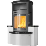 Kaminofen HARK 44-5.34 GT ECOplus 5 kW - Ofenkacheln: Schwarz-Glänzend - Korpus: titan