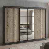 A&J MöbelLand Schiebetürenschrank NORIVO 200 x 210 x 60 cm Schwarz