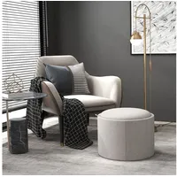 HOMCOM Sitzhocker mit Klappdeckel als Couchtisch nutzbar (56 x 42 x 42 cm Runder Fußhocker mit Leinenoptik, 1 St., Polsterhocker mit Stauraum), für Wohnzimmer, Schlafzimmer, Hellgrau grau