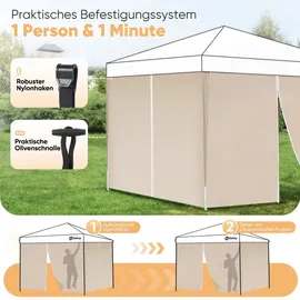Sekey Seitenwände für Pavillon 3x3 2 Stück Khaki 3 x 3 m