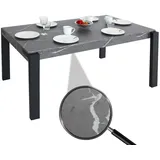 Mendler Esstisch HWC-L53, Tisch Küchentisch Esszimmertisch, Industrial Metall 140x80cm Marmor-Optik grau