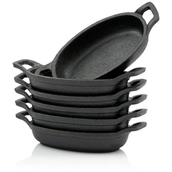 BBQ-Toro Servierpfanne Servierpfännchen Set (6-er Pack), Gusseisen Grillpfannen, Gusseisen (Set) schwarz Ø 20 cm x 20.00 cm x 3.00 cm