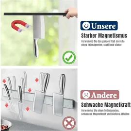 luxuskollektion Magnetleiste Messer 40 cm Schwarz Edelstahl selbstklebend & Schrauben