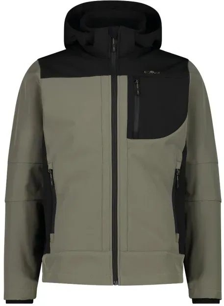 CMP Melierte Herrenjacke mit abnehmbarer Kapuze, Gr. 50