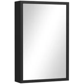 kleankin Spiegelschrank mit 3 Etagen Hängeschrank Schwarz 40 x 12 x 60 cm