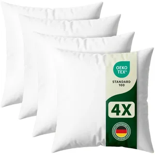 Blumtal Kissenfüllung 40x40 cm 4er - OEKO-TEX zertifizierte Füllung Kissen 40x40 cm - 40x40cm Kissen Füllung aus Polyester - Pillow 40x40 Innenkissen 40x40 cm - Kissen Polster 40x40 - Füllkissen 40x40