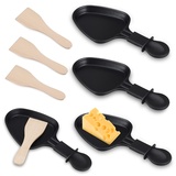 Tigerkinwit Pfännchen Mini 4 Stücke Antihaftbeschichtet Grill Pfännchen Viereckig Mini Raclette Grill mit 4 Holzschaufel für Universal Elektrogrill Käse Eier(Dreieck)
