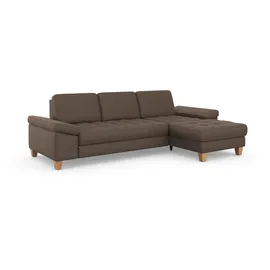 sit&more Ecksofa SIT & MORE "Westham L-Form", braun (chocco), B:275cm H:88cm T:172cm, 100% Polyester, Sofas, Ecksofa, mit Recamiere, mit oder ohne Bettfunktion, Bettkasten, Füße Eiche