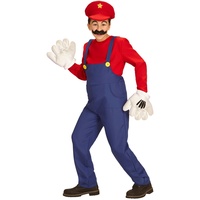NET TOYS Kinder Super Mario Kostüm Faschingskostüm Klempner 128, 5-7 Jahre Ganzkörperkostüm Super Mario Brothers Superhelden Kinderkostüm
