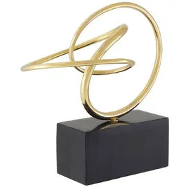 Casa Padrino Designer Schreibtisch Deko Messingfarben / Schwarz 29 x 23 x H. 33 cm - Elegantes Messing Deko Objekt mit Granitsockel - Deko Accessoires