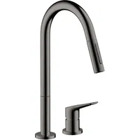Hansgrohe Axor Citterio M 2-Loch 220 mit Ausziehbrause polished black chrome