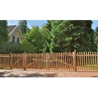 Senkrechtzaun Einzeltor 100 x 80 cm – Zauntür aus Kiefer/Fichte in braun – Zaunlatten halbrunde Form – Gartenpforte für den Vorgarten