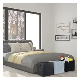 Relaxdays Quadratischer Filzkorb faltbar mit 2 Trageöffnungen 30 x 30 x 30 cm grau