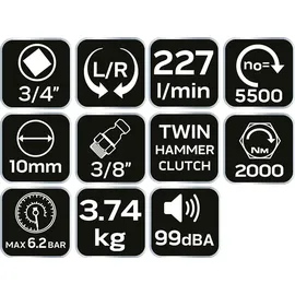 Neo Tools Druckluft-Schlagschrauber 14-008 2000 Nm