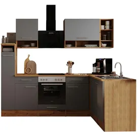 Respekta L-Küchenzeile Hilde LBBEKBL250EGC ohne E-Geräte 250 cm Grau