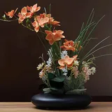 SYDDOL 17" Künstliche Orchideen im Topf, dekorativer Orchideen-Bonsai mit Real-Touch-Technologie, künstliche/falsche Orchideen, die echt Aussehen, für Tischdekorationen(Koi-Blume + schwarzer Topf)