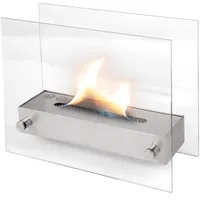 Ethanol-Kamin UGUNS Lili Home & Garden | 35 x 28 x 16 cm 5 Kg | Freistehender Bio-Ethanol Kamin| Edelstahl | Ethanol-Kamin Indoor und-Outdoor | Brenndauer 3 Studen | Tischkamin mit 0,5L Brenner