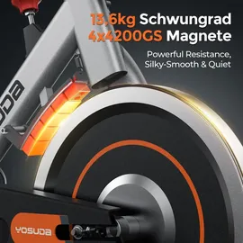 YoSuDa Heimtrainer mit magnetwiderstand - Leises Fitnessbike mit Tablet-Halter, - Silber