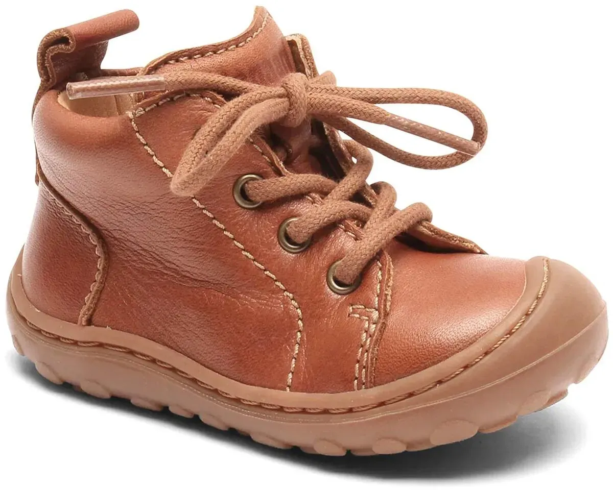 Gerle Lace Baby Leder-Lauflernschuhe zum Schnüren, Braun (Cognac)