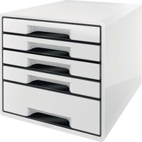 Leitz Schubladenbox 5253-10-01, WOW Cube, A4, Kunststoff, 5 Fächer, geschlossen, schwarz / weiß
