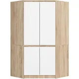 Akord Kleiderschrank Sonoma Eiche 100 cm 4 Türen Front Weiß 6 Regalböden B100xH180xT50 cm