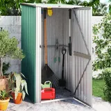 YEZIYIYFOB Gartenhaus Geräteschuppen Grün 118,5x97x209,5 cm Verzinkter Stahl Gartenschrank Fahrradgarage Gartenhaus Metall Fahrradbox Gartenschrank Wetterfest Fahrradunterstand GeräTehaus Viel Platz