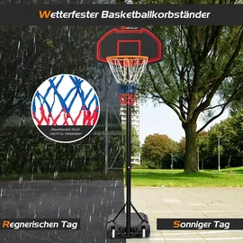 Costway Basketballständer 155-210cm höhenverstellbar, Basketballkorb mit Ständer, Basketballanlage rollbar, Korbanlage geeignet für Indoor und Outdoor