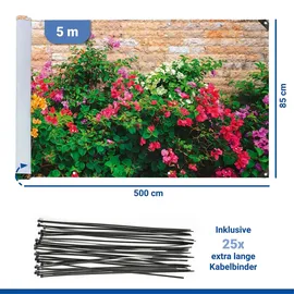 Maximex Zaunblende 500 x 35 cm Blumen Kunststoff