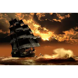 Fototapete PAPERMOON "Schiff", bunt, B:3,00m L:2,23m, Vlies, Tapeten