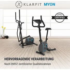 Klarfit Myon Cycle Heimtrainer Fahrrad - Ergometer Fahrrad mit 12 kg Schwungmasse, Hometrainer mit Pulsmesser, 8-stufiger Widerstand, Rahmenantrieb... - Schwarz