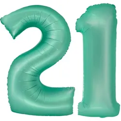 XL Folienballon mint grün Zahl 21