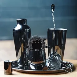 Olympia Hawthorne Cocktail Sieb 4 Zinken schwarz
