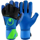 Uhlsport AQUASOFT HN Torwarthandschuhe Torhüter Keeper Fußball Soccer Gloves mit Handgelenk-Fixierung - speziell für Nasswetter - Pacific blau/schwarz/Fluo grün - Größe 9