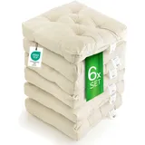 etérea Sitzkissen 42x42 cm 6er Set - Creme 8 cm hoch - Bodenkissen für Indoor, Outdoor, Küche, Garten, Auflage - Heidi Stuhlauflage - 6 Stück Stuhlkissen 40x40 cm Creme