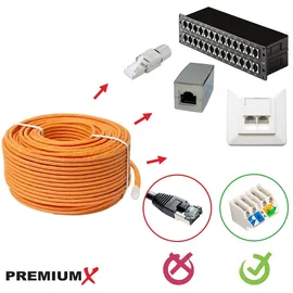 PremiumX 100m CAT 7 Netzwerkkabel Duplex LAN Kabel Ethernet Datenkabel S/FTP PiMF PoE Eca Cat7 Verlegekabel