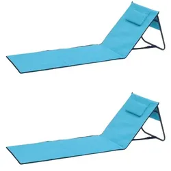 Lex Strandliege Strandmatte Matte Badematte Liege faltbar Tasche hellblau 2er Set : Hellblau