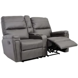 Mendler 2er Kinosessel HWC-K17, Relaxsessel Fernsehsessel Sofa, Nosagfederung Getränkehalter Fach ~ Stoff/Textil dunkelgrau