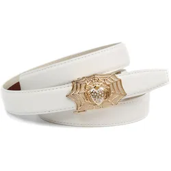 Ledergürtel ANTHONI CROWN, Damen, Gr. 75, weiß, Leder, unifarben, Gürtel, Femininer Ledergürtel, Schließe mit Spinnennetz
