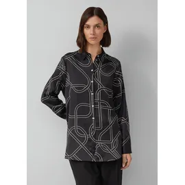 s.Oliver Gemusterte Longbluse aus Satin Schwarz 42